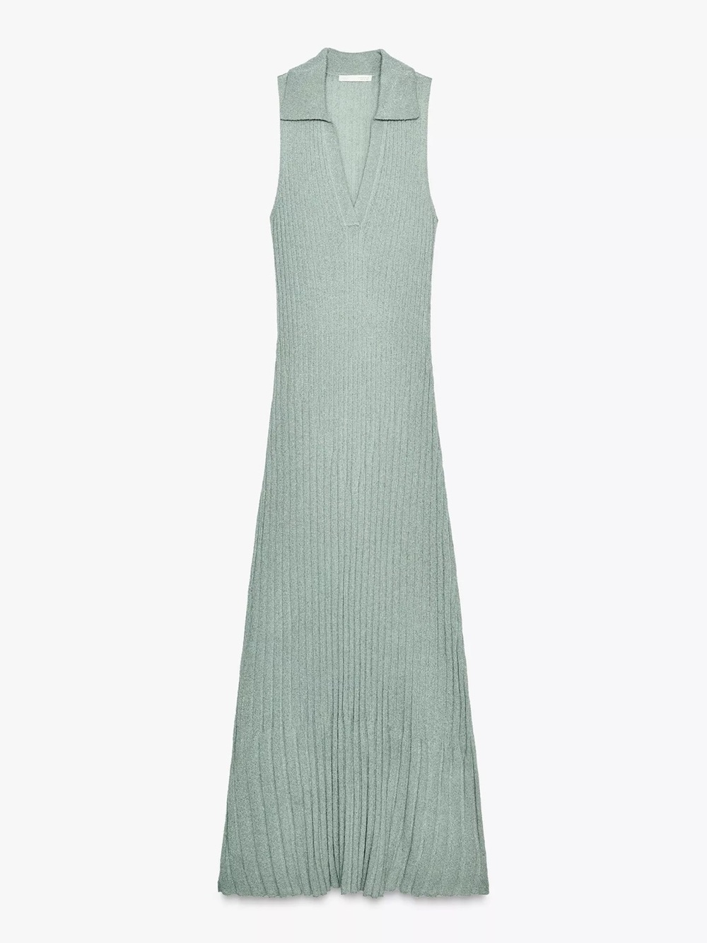 Zara Sleeveless Collared Knit Maxi Dress in Seafoam Green - Picture 3 of 3